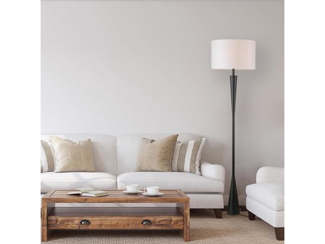 GLOBE Electric 67224 70' Floor Lamp, Matte Black Finish, White Fabric Shade, Modern Tapered Frame, E26 Base, Contemporary Living Room and Bedroom...