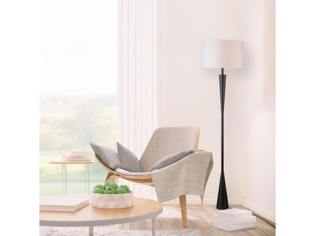 GLOBE Electric 67224 70' Floor Lamp, Matte Black Finish, White Fabric Shade, Modern Tapered Frame, E26 Base, Contemporary Living Room and Bedroom...