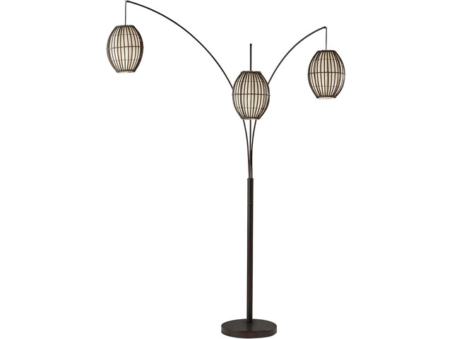 Adesso Maui Arc Floor Lamp with 3 Movable Shades & Adjustable Height- Perfect Lighting for Bedroom, Living Room and Corner Decor, Antique Bronze