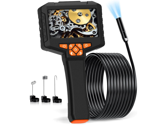Borescope Camera with 8 LED Light, Industrial Endoscope Cameras with Light 4.3' IPS 1920P HD Screen, Inspection Camera with 16.5ft Semi-Rigid Cable...