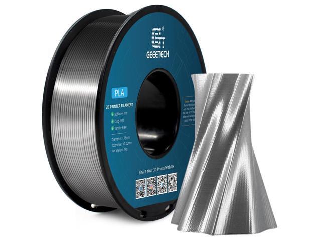 Geeetech Silk PLA Filament 1.75mm for 3D Printer, Metal-Like Shiny Consumable 1kg (2.2lbs) 1 Spool, Dimensional Accuracy +/- 0.02 mm,Metallic Silver