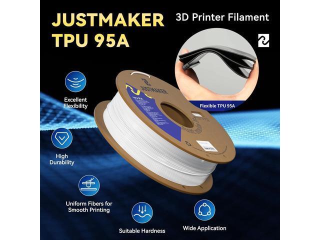 TPU 95A 3D Printer Filament, Suitable Resilience, Upgrade Cardboard Spool, 1kg, Dimensional Accuracy +/-0.05mm, 1.75mm, White