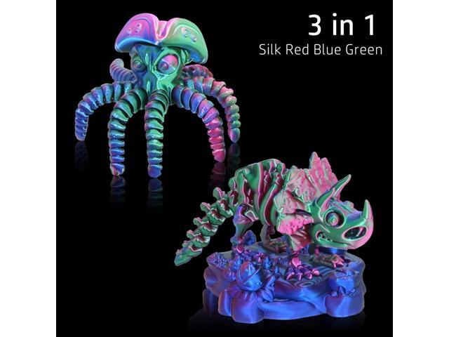 LOVOON 3D Printer Filament, Tricolor PLA Filament 1.75mm Silk Rainbow Filament Green-Red-Blue, 3D Printing Accessories PLA Filament Multicolor,...