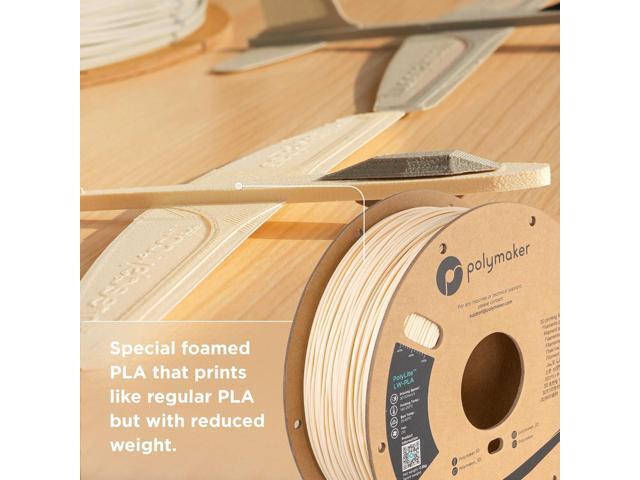 Polymaker Light Weight PLA Filament 1.75mm White 0.8kg, PolyLite 3D Printer PLA Filament White Low Density, Print with Most 3D Printers