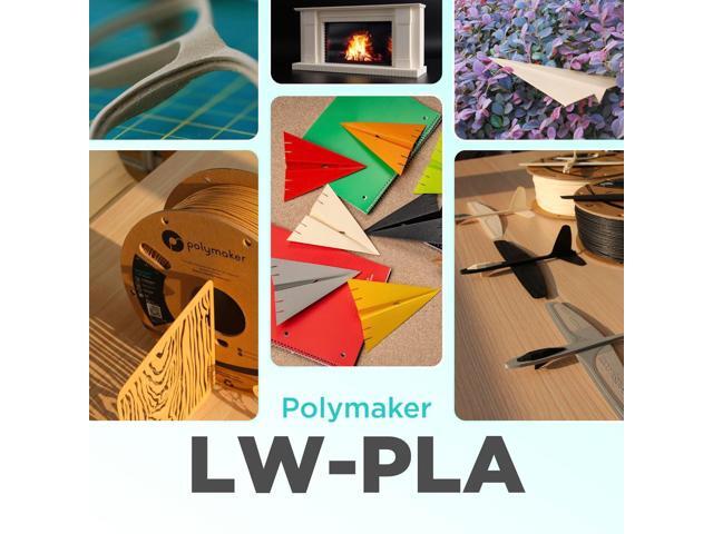 Polymaker Light Weight PLA Filament 1.75mm White 0.8kg, PolyLite 3D Printer PLA Filament White Low Density, Print with Most 3D Printers