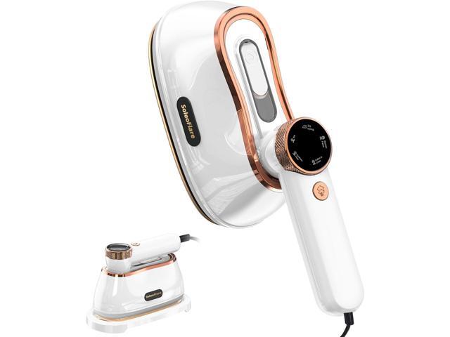 SoleoFlare Steamer for Clothes & Iron 2in1, 1200W Travel Steam Iron, 5 Modes LCD, 180ml for 20 Min Steam, UL 141 Tests Passed, White, 120V