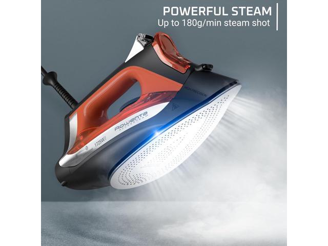 Rowenta Iron Steamer for Clothes, Stainless Steel Soleplate Steam Iron, Microsteam Holes, 1700 Watts, Lightweight, Auto-off, Black, DW2360