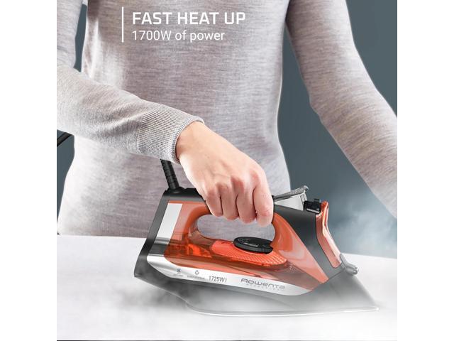 Rowenta Iron Steamer for Clothes, Stainless Steel Soleplate Steam Iron, Microsteam Holes, 1700 Watts, Lightweight, Auto-off, Black, DW2360
