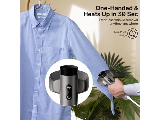 GKJ Handheld Vacuum Steamer for Clothes, 2-in-1 Steamer & Iron, Powerful Suction Wrinkle Remover, Gentle on Fabrics, Travel Garment Steamer