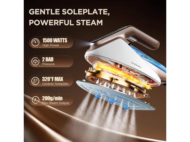 Newbealer Steam Generator Iron, 1500W Turbo Steamer for Clothes, 2 Bar Pressure Clothes Iron, 4 Steam & 4 Dry Heat Modes, Fast Heat-Up, 350ml...