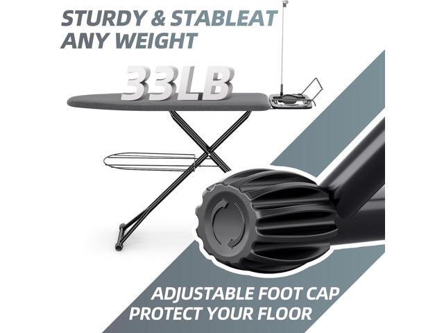 KINGBOARD Ironing Board, Compact Iron Board Full Size with Extra Thick Cover, 7 Adjustable Heights Stand with Hanger and Iron Rest, Large Heavy...