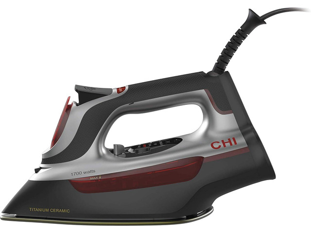 CHI Steam Iron for Clothes with Electronic Temperature Control, Titanium Infused Ceramic Soleplate, 1700 Watts, XL 10 Cord, 3-Way Auto Shutoff,...
