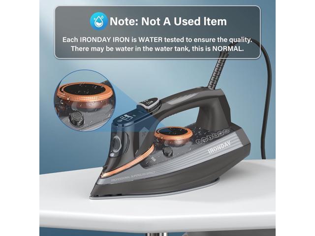 IRONDAY Steam Iron for Clothes with LCD Screen, 1700W Iron Non-Stick Ceramic Soleplate, Auto Shutoff, Self-Cleaning, Anti-Drip, Steam Burst, Spray...