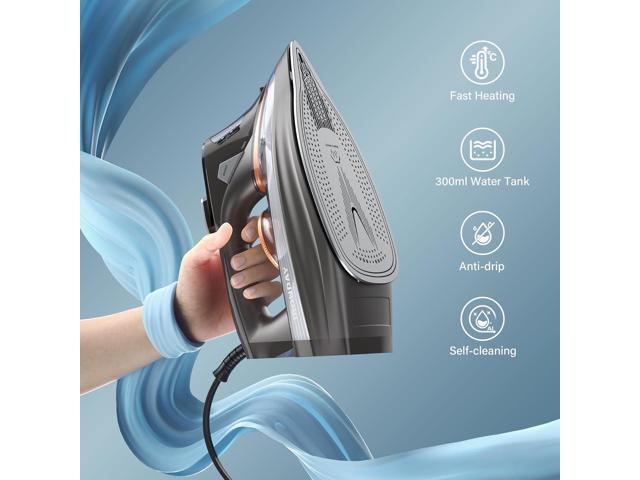 IRONDAY Steam Iron for Clothes with LCD Screen, 1700W Iron Non-Stick Ceramic Soleplate, Auto Shutoff, Self-Cleaning, Anti-Drip, Steam Burst, Spray...