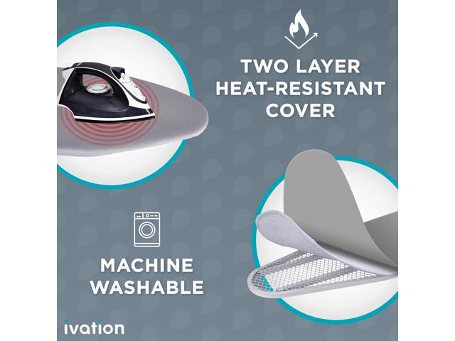 Ivation Wall-Mounted Ironing Board Cabinet, Foldable Ironing Storage Station for Home, Apartment, Easy-Release Lever, Garment Hooks, White