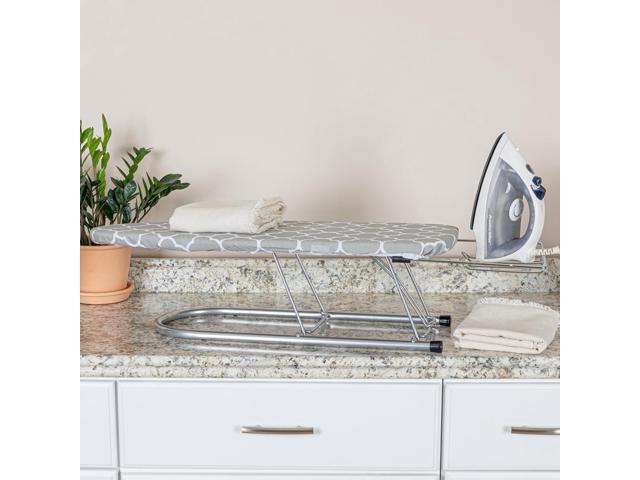 Household Essentials Tabletop Ironing Board with Iron Rest and Door Hanger Compact Folding Ironing Station for Dorm Rooms, Apartments, and Small...