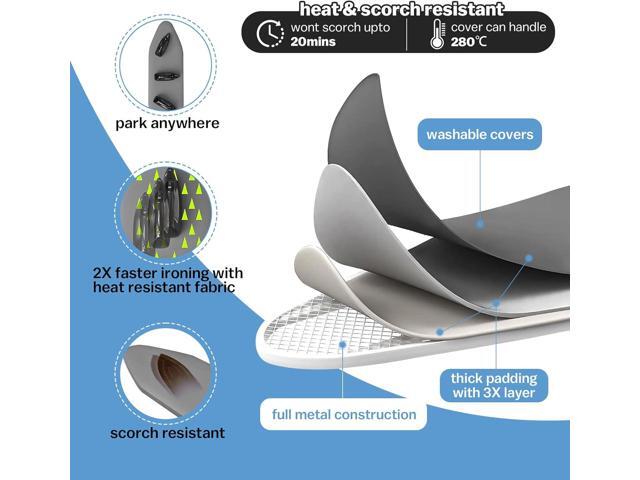 Wall Mounted Ironing Board Height Adjustment, 36 x 12 Inch Fold Down Ironing Board Wall Mount Space-Saving Iron Board with Removable Heat Resistant...