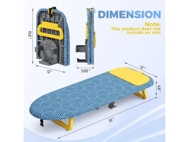 KINGBOARD Tabletop Ironing Board, Small Ironing Board with Iron Holder, Foldable Mini Iron Board, Easy Storage for Travel & Dorm, 12x32 Blue