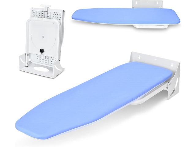 Wall Mounted Ironing Board 38.7 x 12 Inch, 180° Swivel Heavy Duty Ironing Board with Heat Resistant Cover, Space Saving Wall Mount Folding Ironing...