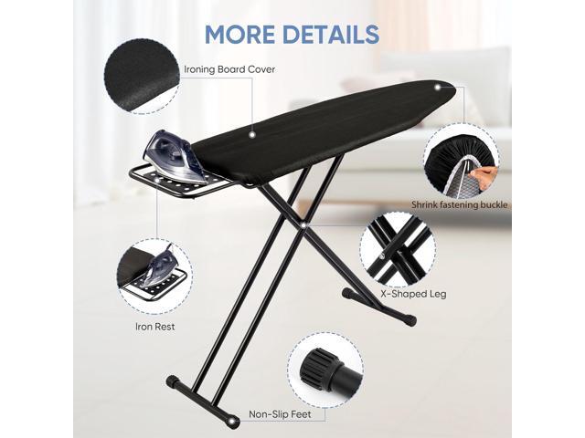 Jakeefud Full Size Ironing Board 15' X 47' with Heat Resistant Cover and Thicken Felt Pad, Safety Iron Rest, Heavy Duty,Anti-Skid Feet, Height...