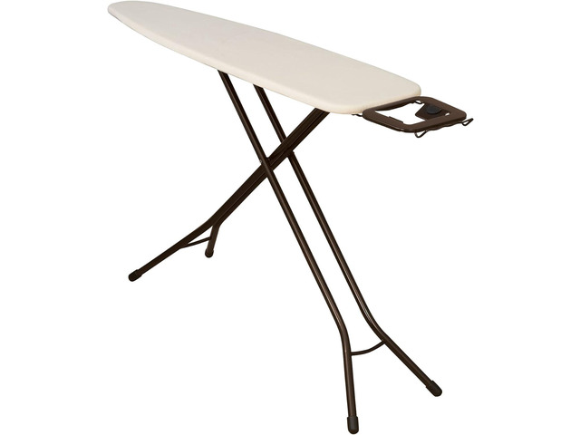 Household Essentials Ultra Ironing Board, 4-Leg, with Steel Top and Iron Rest, Cotton Cover with Fiber Pad, Heat and Stain Resistant, Antique...
