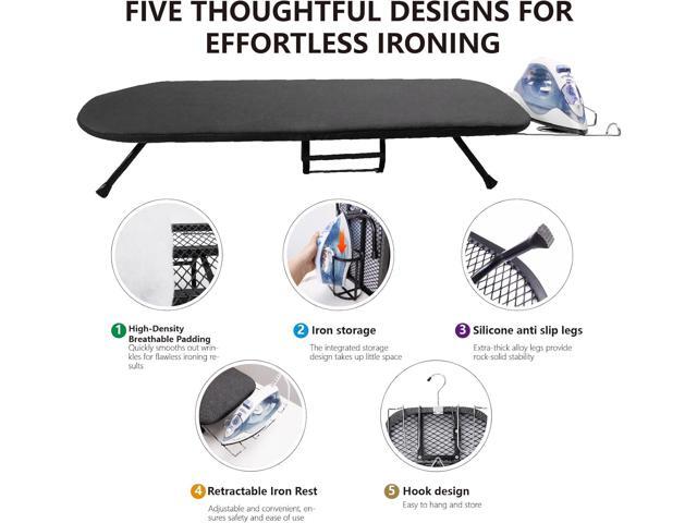Table Top Ironing Board with Iron Holder and Wall Mount, Foldable Mine Iron Board,Portabled, Omuachip Metal Small Iriong Table Countertop for Space...