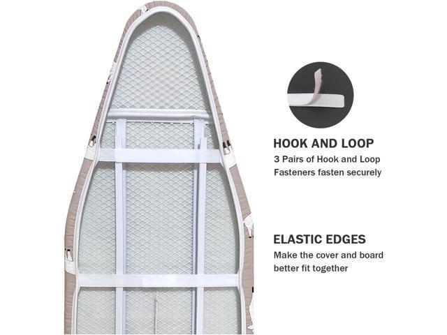 Ironing Board Cover and Pad Standard Size 15' x 54',3 Pairs of Hook and Loop Fastener Straps,Elastic Edges,Cotton Iron Board Cover with Scorch...