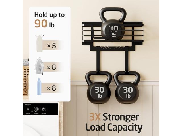 KES Ironing Board Hanger Wall Mount with 90lb High-Capacity, 3X Heavy Duty Ironing Board Holder with T & V Shaped Hooks, Extra Large Storage Basket,...