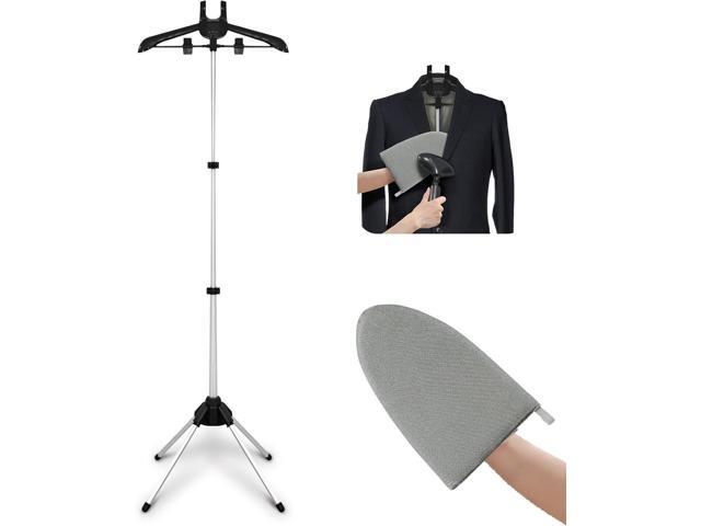 Garment Steamer Hanger Stand & Ironing Glove for Clothes, Adjustable Steamer Stand for Clothes Hanger & Mini Grey Ironing Board Portable Handheld.