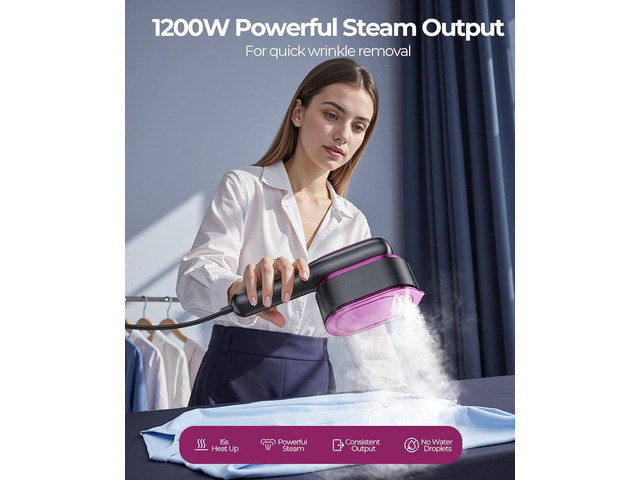 YOZLNFO Travel Steamer for Clothes Portable: 2-in-1 Mini Handheld Garment Steamer Iron - 15s Heat Up & 5 Adjustable Steam - Large Ceramic Panel -...