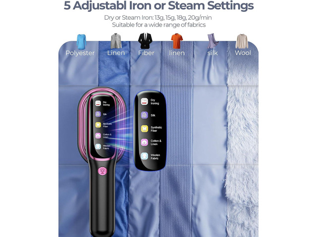 YOZLNFO Travel Steamer for Clothes Portable: 2-in-1 Mini Handheld Garment Steamer Iron - 15s Heat Up & 5 Adjustable Steam - Large Ceramic Panel -...