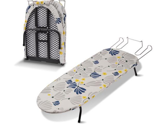 SLIETON Tabletop Ironing Board, Metal Mesh Panel, Floral Pattern Cover, Compact Folding Design, Heavy Duty Small Iron Board with Heat Resistant...