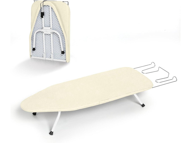 Metal Small Ironing Board Tabletop 31x12, RAINHOL Countertop Mini Iron Board Foldable with Cotton Cover and Pad, Portable and Compact for Travel,...