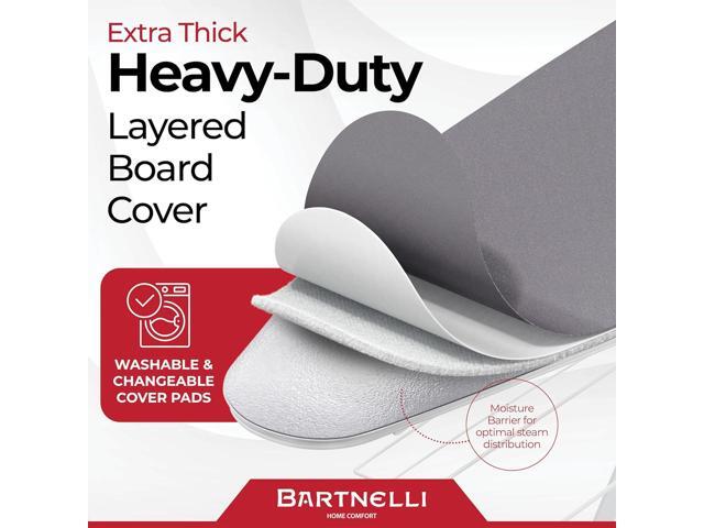 Bartnelli Extra Wide Pro Ironing Board 19x48 Ironing Surface with Iron Rest, Cord Holder, Shelf and 4 Layer Heat Resistant Cover and Pad
