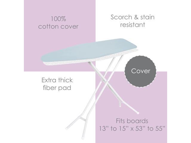 Ironing Board Cover and Pad (Light Solid Blue), 100% Cotton with Premium Polyester Padding by Seymour Home Products; Fits Full Size Board Stain...
