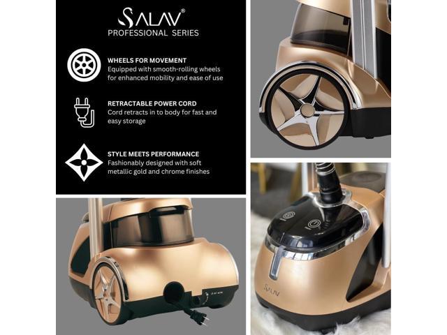 SALAV Limited Edition Professional Series Dual Bar Garment Steamer with Foot Pedals, Stainless Steel Steam Plate, Retractable Power Cord, 1.8L...
