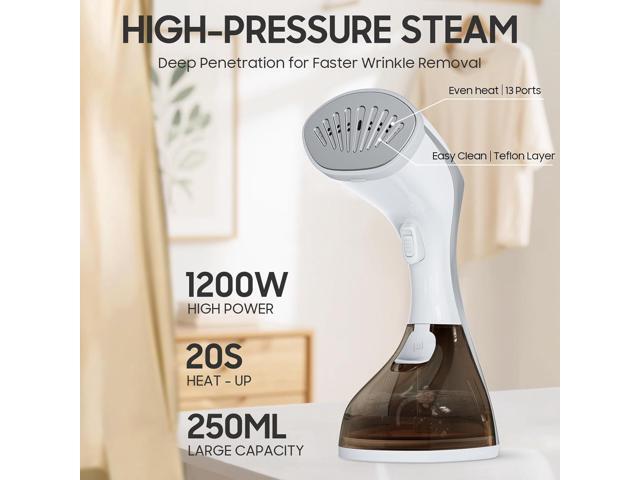 Lollair Steamer for Clothes, 20S Heat-up,1200W, 250ml,13-Vent Design for Strong Steaming, 2-in-1 Steamer & Iron, Handheld for All Fabrics, Garment...
