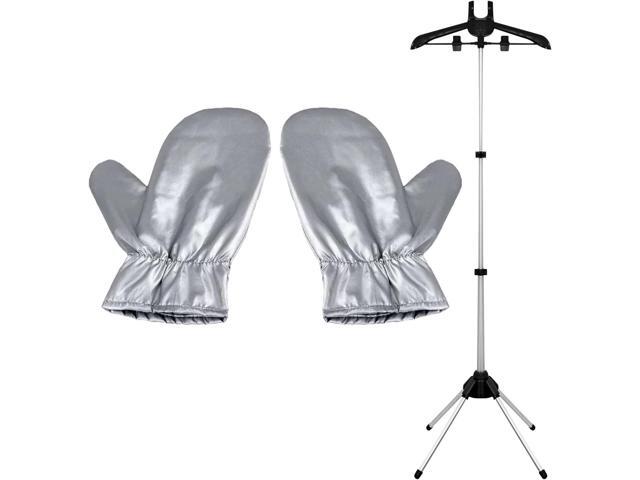 EVEME Steamer Hanger Stand with 1 Pair Ironing Gloves,Garment Hanger for Steaming Clothes,Steam Rack for Clothes,Handheld Garment Steamer Rack