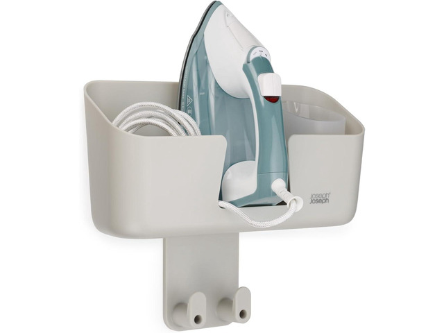 Joseph Joseph IronHub Wall mounted Iron Holder and Jug Storage Organizer with Adjustable Ironing Board Hanger, and Heat-Resistant Iron Pad