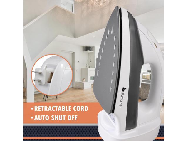 Newhouse 120V 1200-Watt Retractable Cord Steam and Spray Iron NHIR-001-R, Retractable Cord, Self-Cleaning, ETL Certified Home Essential