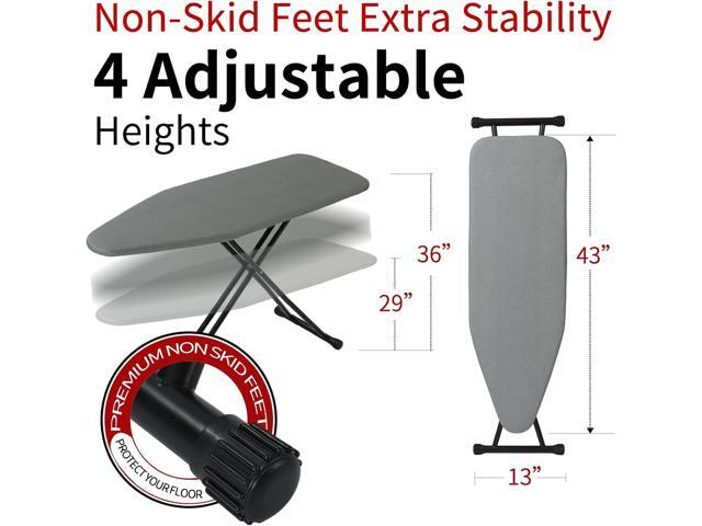 Ironing Board 43' X 13', Metal Construction Iron Board with Extra Thick Heavy Duty Padded Cover, Stable Structure, Height Adjustable, Anti-Skid...