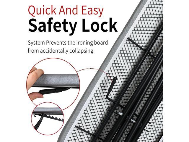 Ironing Board 43' X 13', Metal Construction Iron Board with Extra Thick Heavy Duty Padded Cover, Stable Structure, Height Adjustable, Anti-Skid...