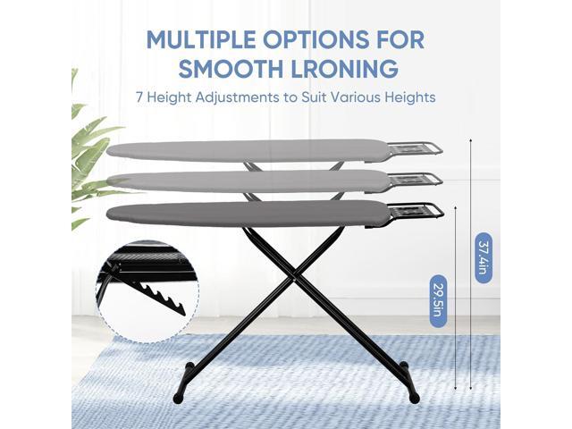 Jakeefud Full Size Ironing Board 47' X 15' with Heat Resistant Cover and Thicken Felt Pad, Safety Iron Rest, Anti-Skid Feet, Height Adjustable,...