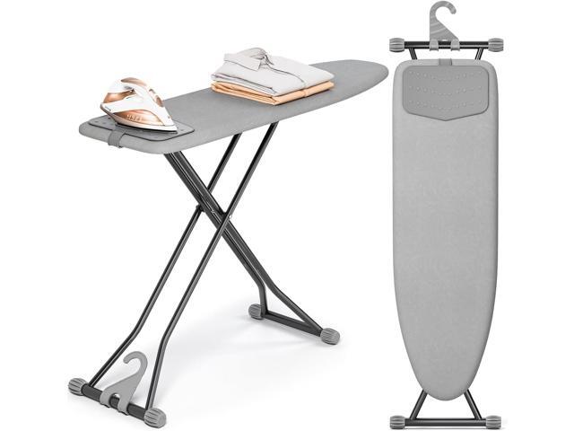 APEXCHASER Ironing Board, Compact Iron Board with Silicon Mat, Foldable Ironing Board with Heat Resistant Cover, 7 Height Adjustable, Space Saver.