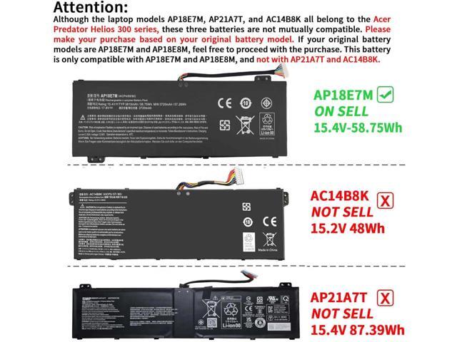 DMKAOLLK AP18E7M AP18E8M Battery for Acer Predator Helios 300 PH315-52 PH315-53 PH317-53 Predator Triton 300 PT315-51 Nitro 5 AN517-52 AN517-51...