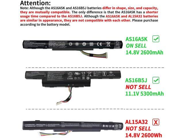 AS16A5K Battery for for Acer Aspire E15 E5-575 E5-575G E5-576 E5-576G N16Q2 E5-575-33BM E5-575-52JF E5-575-54E8 E5-575-54EB E5-575G-53VG...