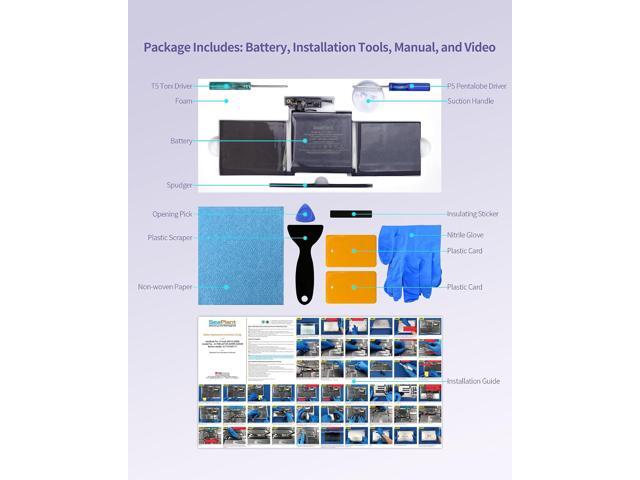 A1708 Battery Replacement for MacBook Pro 13-inch A1708(2016,2017) A2159(2019) A2289(2020) A2338(2020,2022) A1713/A2171 Battery