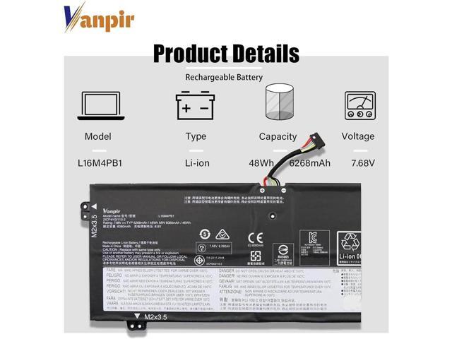 L16M4PB1 Laptop Battery 7.68V Replacement for Lenovo Yoga 730-13IWL ideapad Yoga 720-13IKB 730-13IKB Series Notebook L16L4PB1 5B10M52738 L16C4PB1...