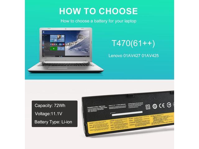 72Wh 61++ 01AV427 01AV425 Battery for Lenovo ThinkPad T480 T470 T580 T570 P51S P52S A485 A475 TP25 Series SB10K97584 SB10K97585 X50M08812...