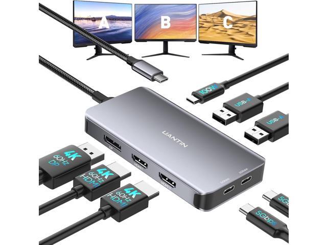 USB C Docking Station Dual Monitor Adapter, Laptop Docking Station 3 Monitor Triple 4K60Hz Display with 2 HDMI, 4K120Hz DisplayPort, USB-A & USBC...